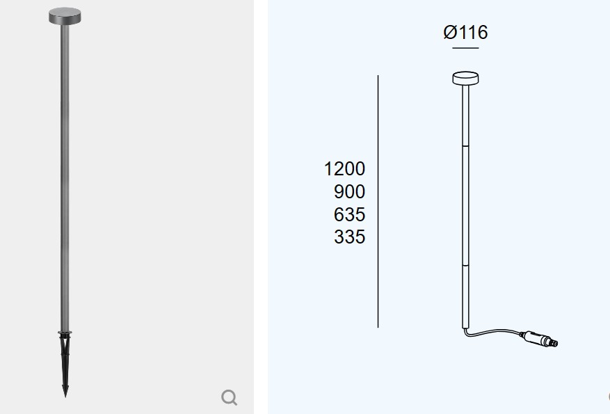 [10-E023-Z5-EH] Bollard IP66 Orbit Spike Covered LED 5.3 SW 2700-3000-4000K ON-OFF Urban grey 313lm
