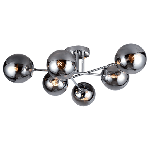 [955ERMINA6] ERMINA CHANDELIER 6XE14 CHROME/GLASS