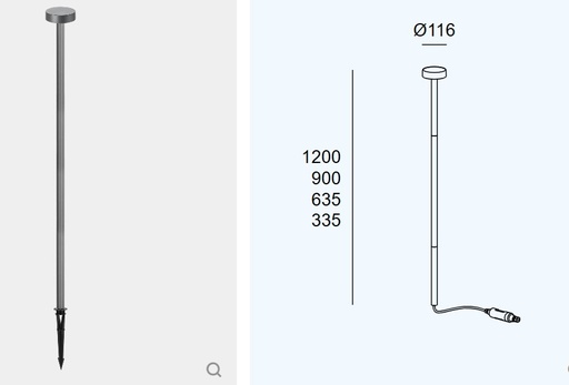 [10-E023-Z5-EH] Bollard IP66 Orbit Spike Covered LED 5.3 SW 2700-3000-4000K ON-OFF Urban grey 313lm