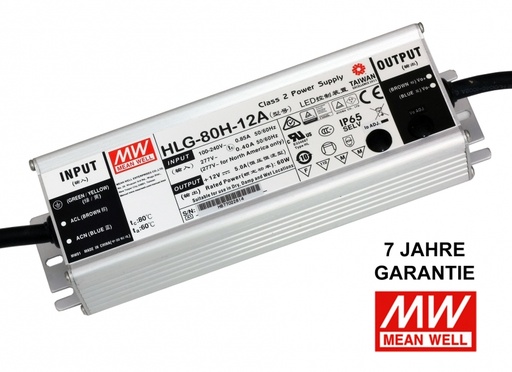 [HLG-80H-12A/24A] 80W 24V Constant Voltage + Constant Current LED Driver IP67, non-dimmable