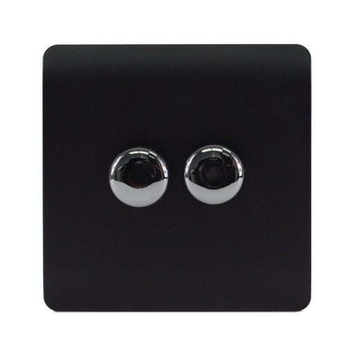[ART-2LDMMBK] Trendi 2 Gang Artistic Modern Screwless 120 Watt LED Dimmer Switch Matt Black