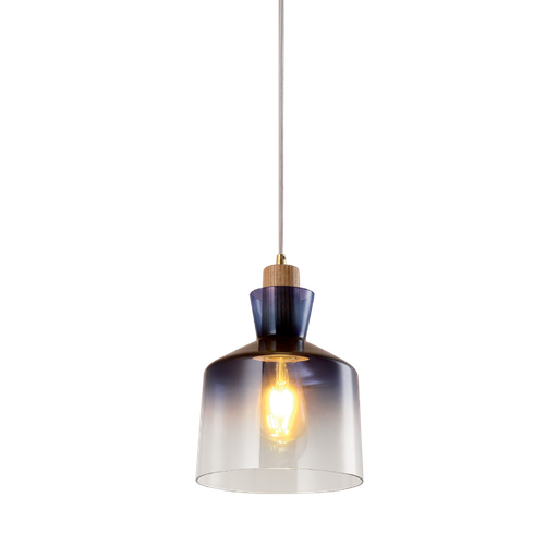 [955ALMA1/BL] ALMA PENDANT 1xE27 WOOD/BLUE