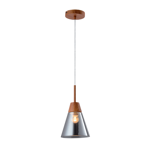 [955BRADLEY1] BRADLEY PENDANT 1xE27 GREY/WOOD