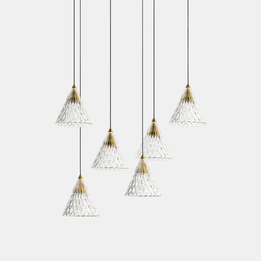 [15-7599-60-DO] Pendant Veneto Surfaced 6 Bodies LED 30W LED warm-white 2700K DALI Black 268lm