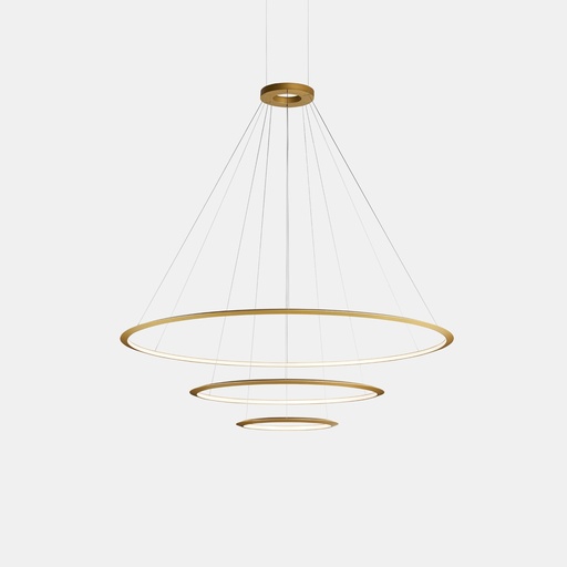 [CD4G-00W9AZDUEF] Pendant Circular Inward 3 Rings (ø3000 ø2000 ø1200) LED 331.1 LED warm-white 3000K DALI Gold 12964lm