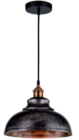 [955APIS1] APIS PENDANT 1XE27 BLACK WITH SILVER