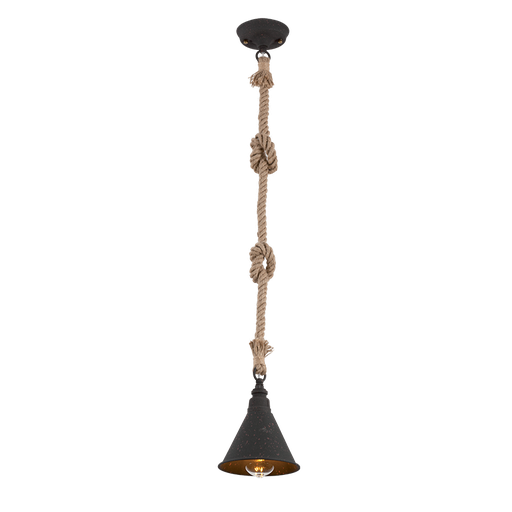 [955ROPE1P] ROPE PENDANT 1XE27 BLACK/ RUST